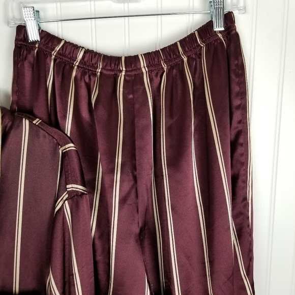 Victorias Secret Pajamas  Robe 3 Piece Set Size L/M Maxi Length Maroon & Gold - Picture 6 of 16